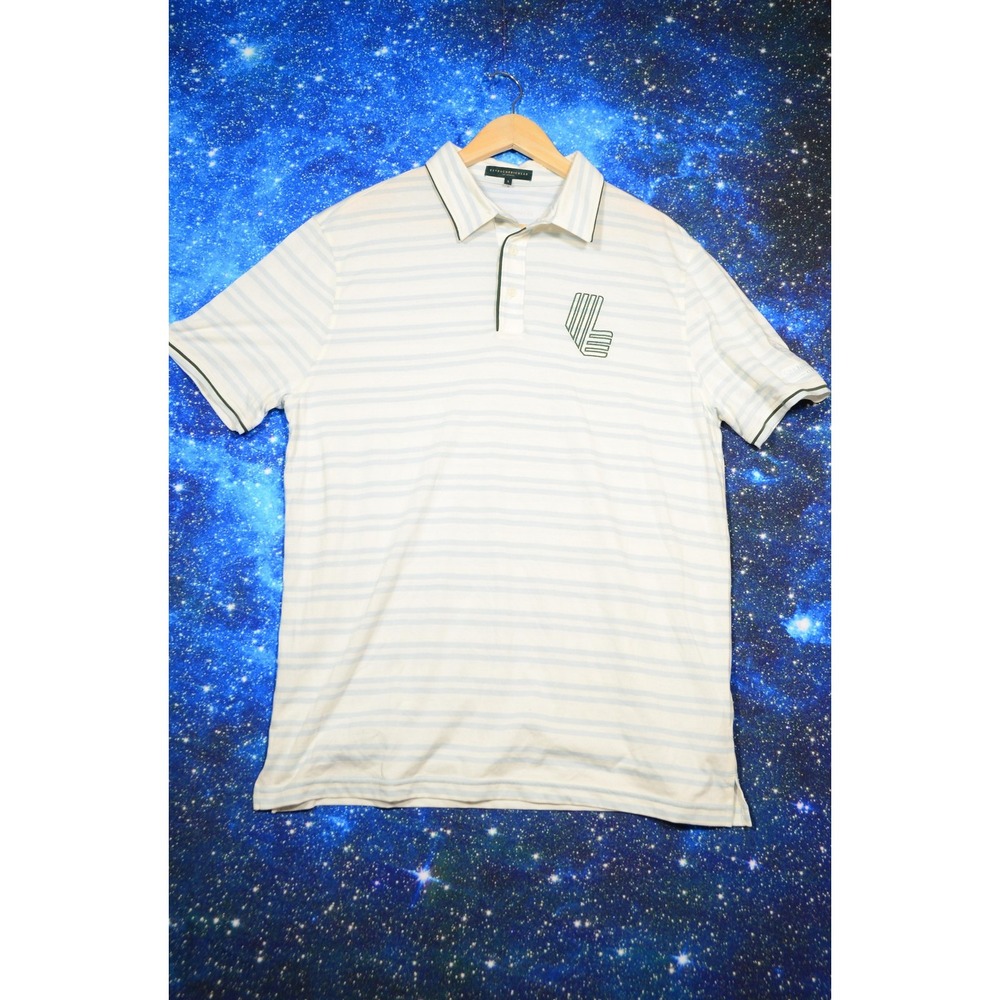 Extracurricular Spanish Hills Club Polo‎ Shirt Mens Large White Striped LIV Golf
